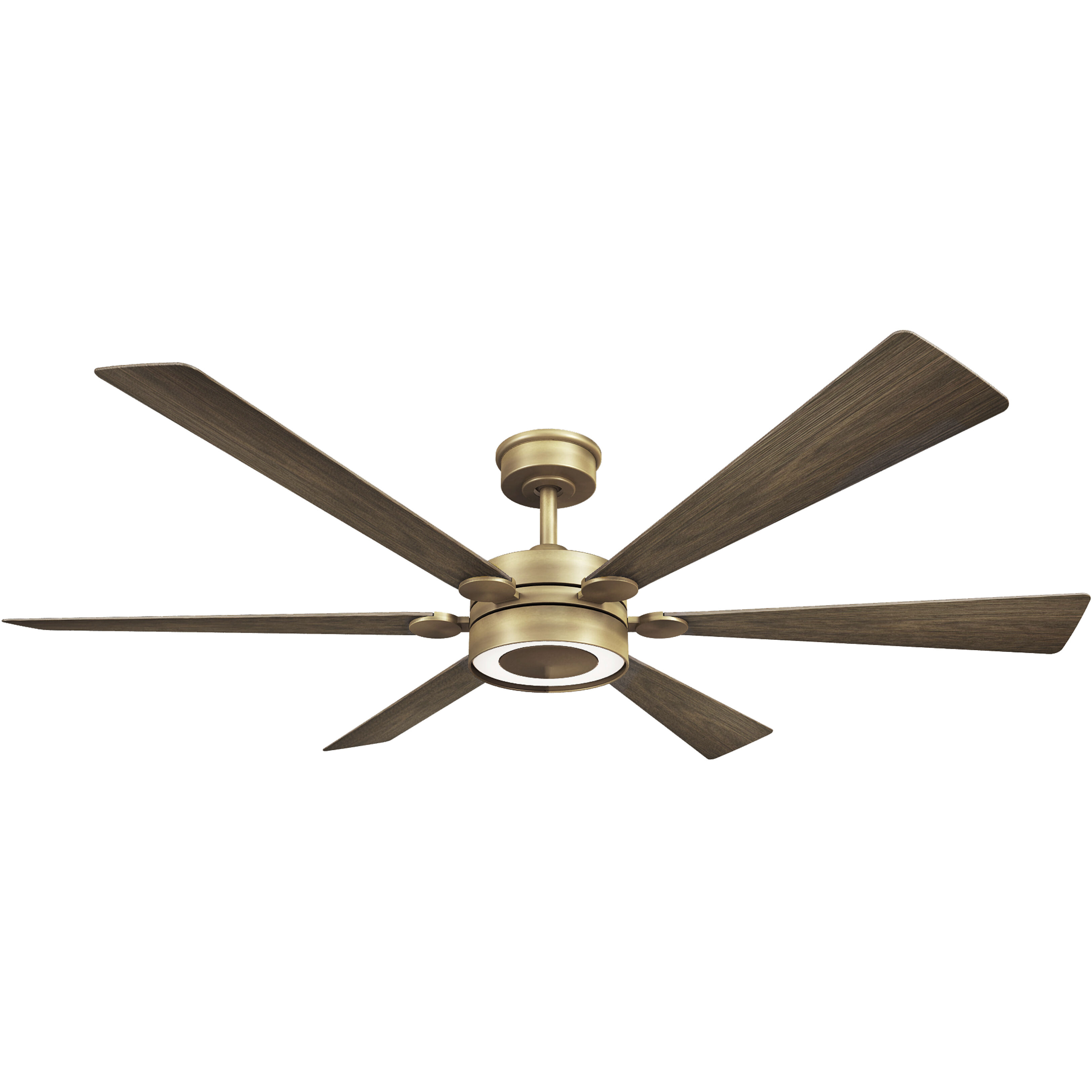 Brenix 60 inch Heritage Brass with Dark Oak Blades Smart Ceiling Fan