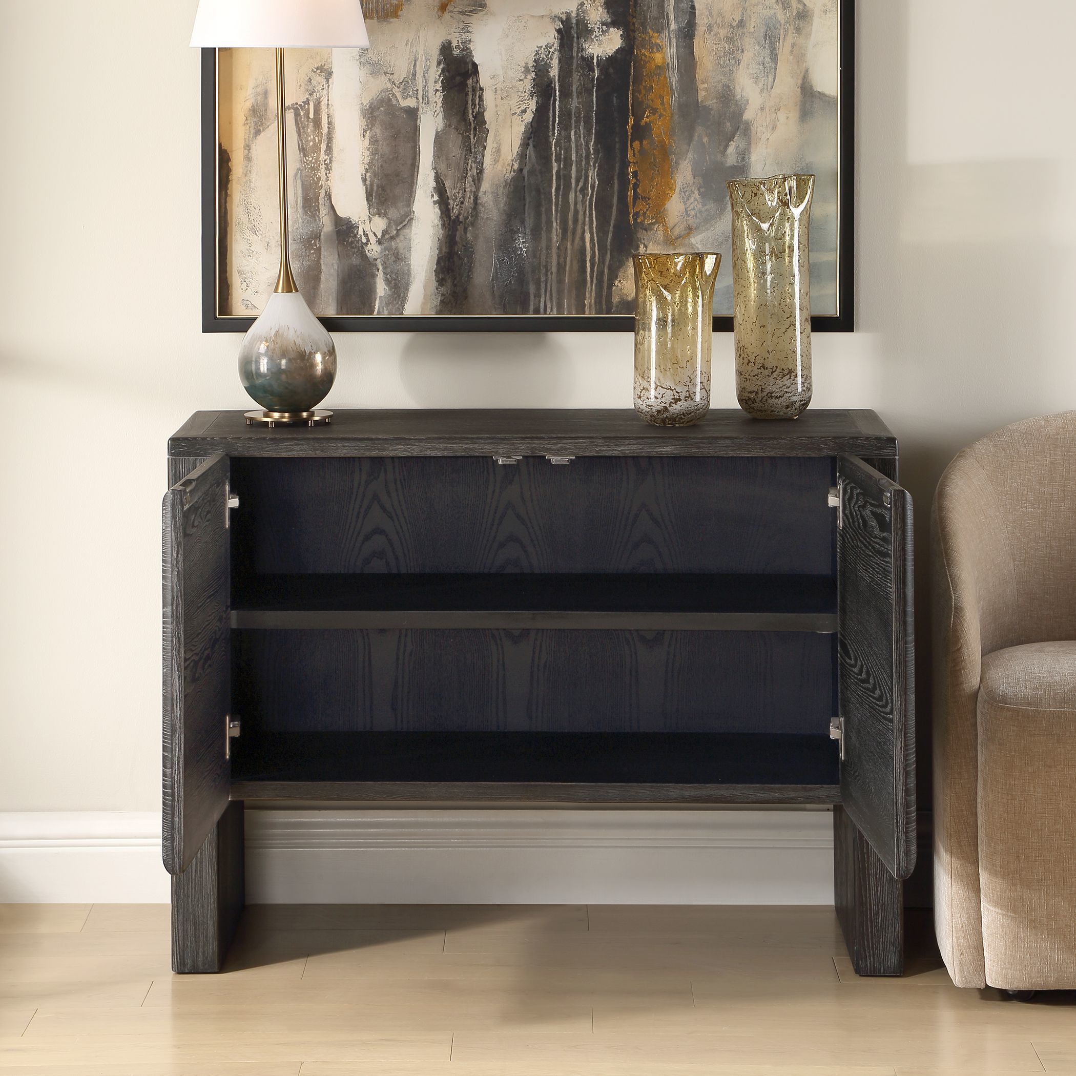 Bierk Dark Stain 2 Door Cabinet