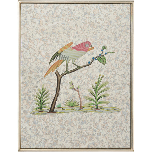 Antiqued Mirrored Bird C Silver Wall Decor, Square