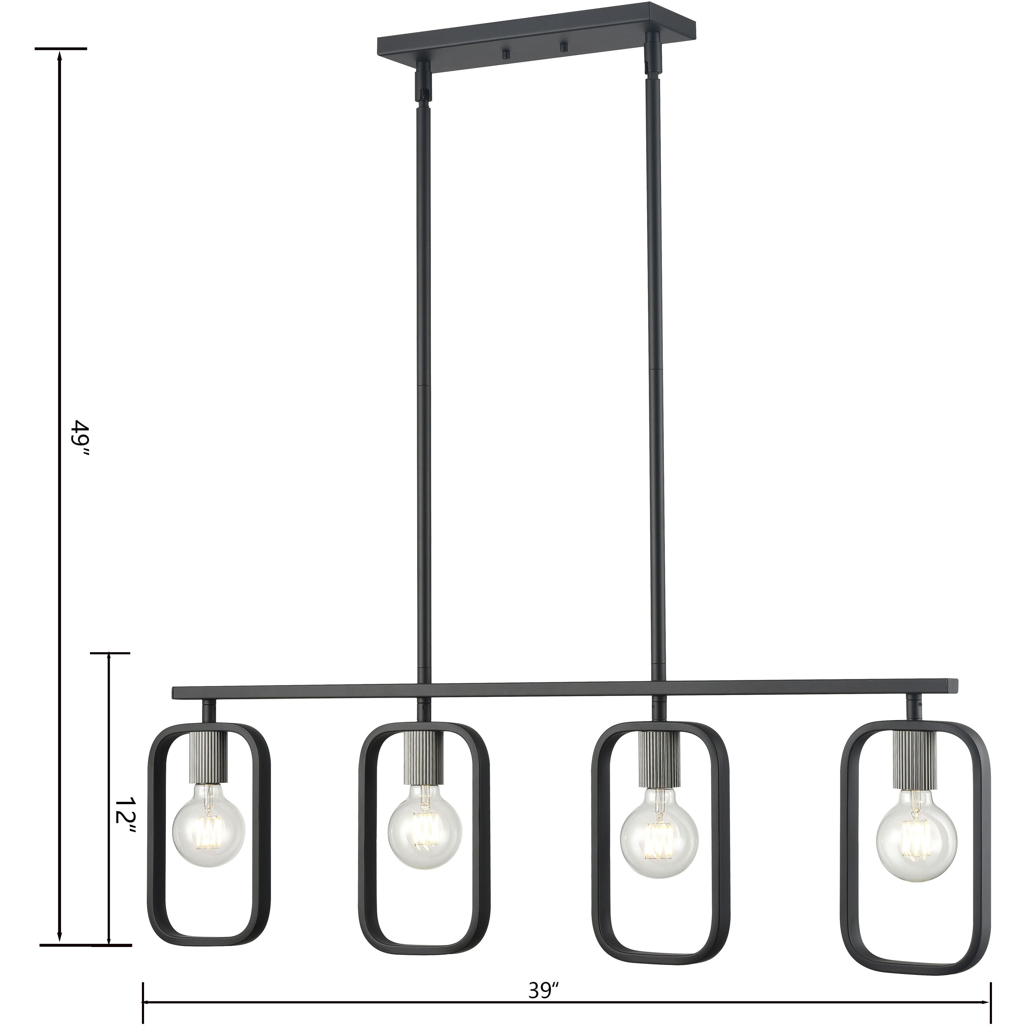 Dylan 4 Light 39 inch Black Linear Chandelier Ceiling Light