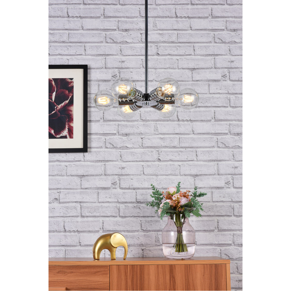 Reyes 6 Light 8.3 inch Chrome Pendant Ceiling Light