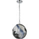 Blue Planetary 1 Light 12 inch White with Black and Chrome Pendant Ceiling Light