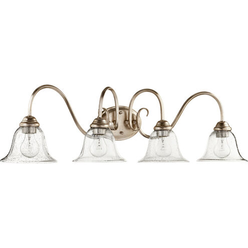 Spencer 4 Light 34 inch Aged Silver Leaf Vanity Light Wall Light, Clear Seeded