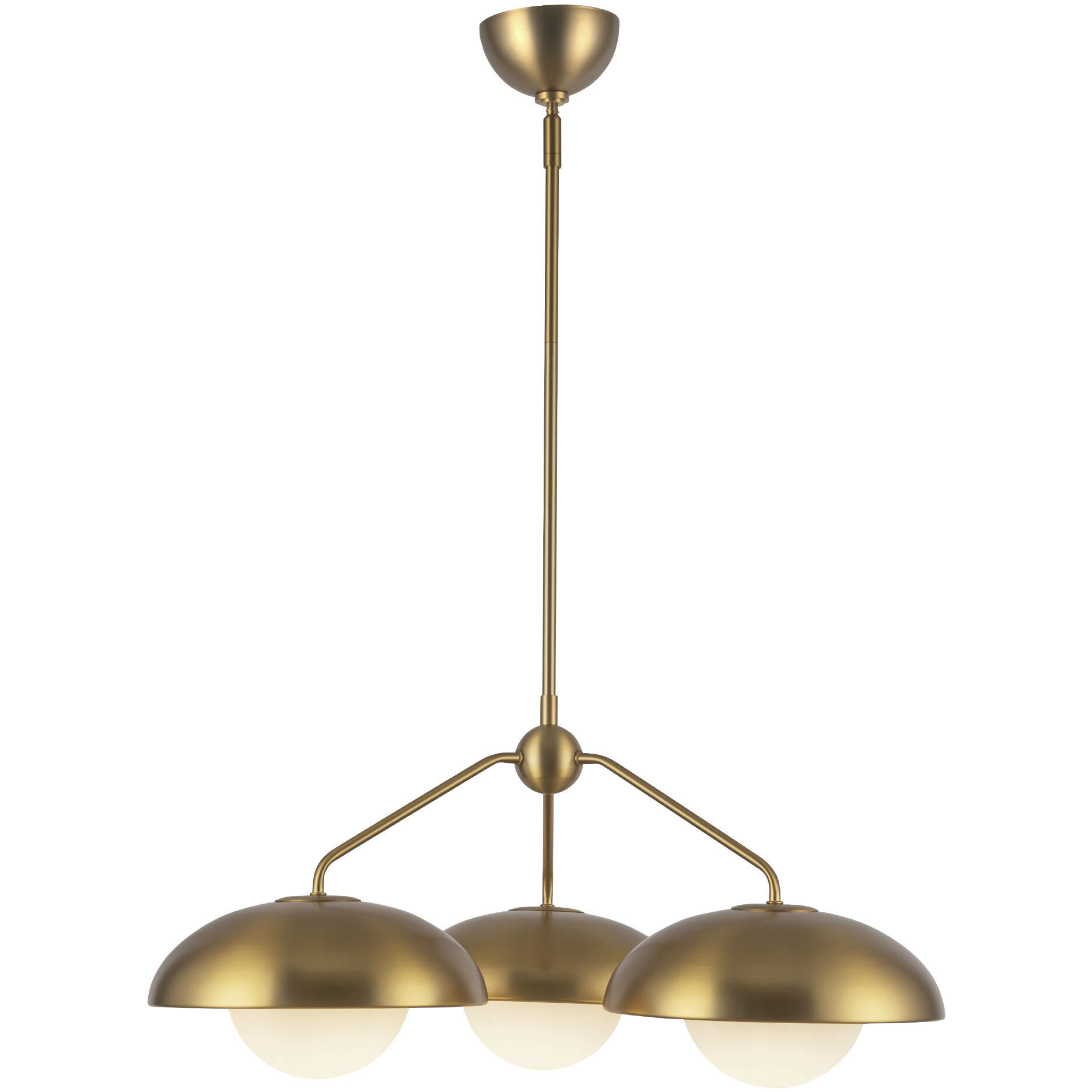Alora Mood Rubio 3 Light 27.75 inch Aged Gold/Opal Matte Glass Chandelier Ceiling Light