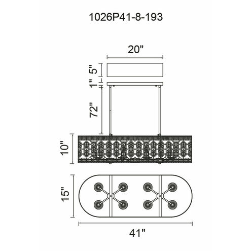 Belinda 8 Light 41 inch Champagne Pool Table Light Ceiling Light