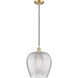 Ballston Norfolk LED 11.75 inch Satin Gold Mini Pendant Ceiling Light in Clear Glass, Black Textured