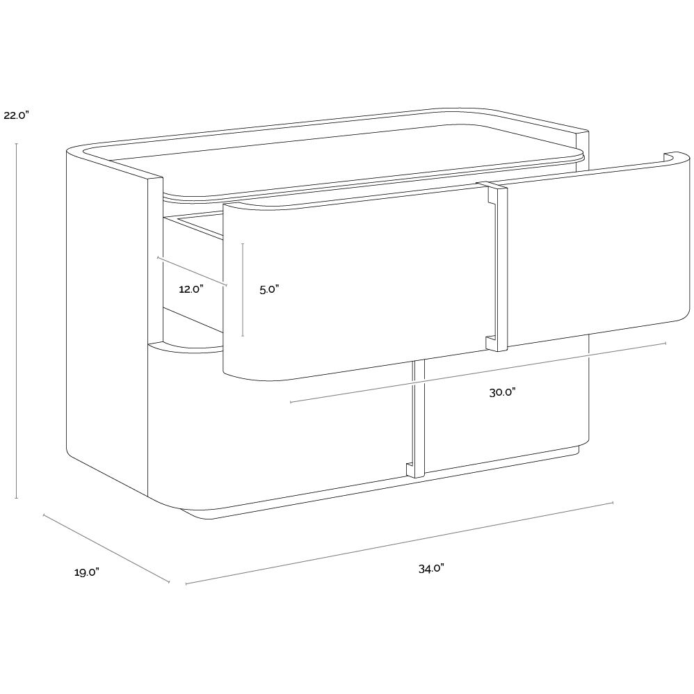 Jamille 34 X 18 inch Cognac Night Stand, Large