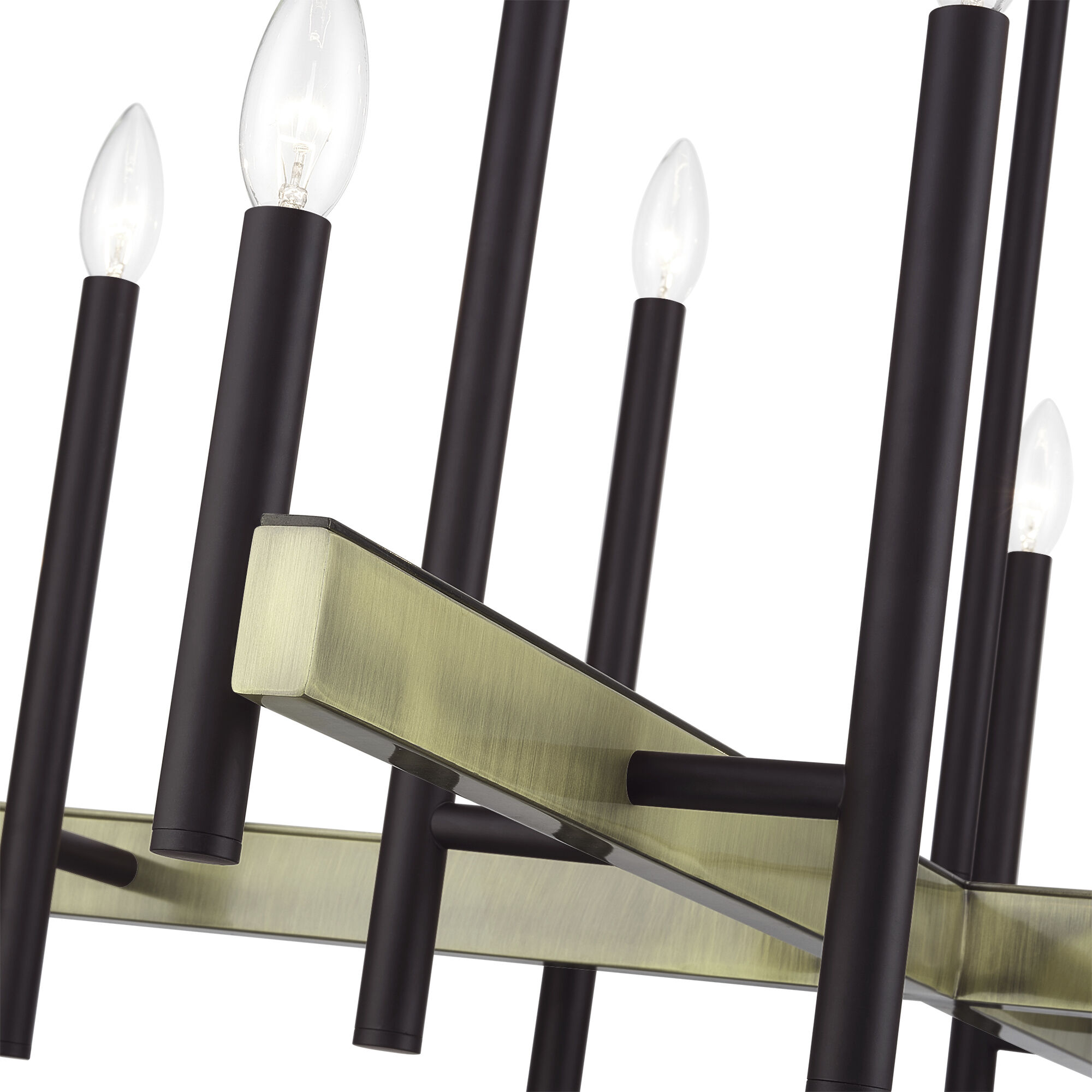 Denmark 12 Light 42 inch Bronze with Antique Brass Accents Foyer Chandelier Ceiling Light