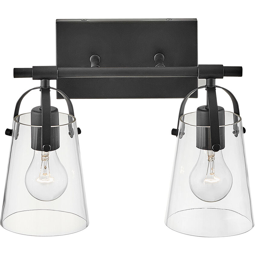 Foster 2 Light 13.75 inch Black Vanity Light Wall Light in Clear
