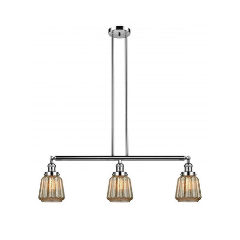 Franklin Restoration Chatham 3 Light 39 inch Polished Nickel Island Light Ceiling Light in Mercury Glass, Franklin Restoration