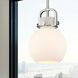 Downtown Urban Newton Sphere 1 Light 8 inch Satin Nickel Mini Pendant Ceiling Light in Matte White