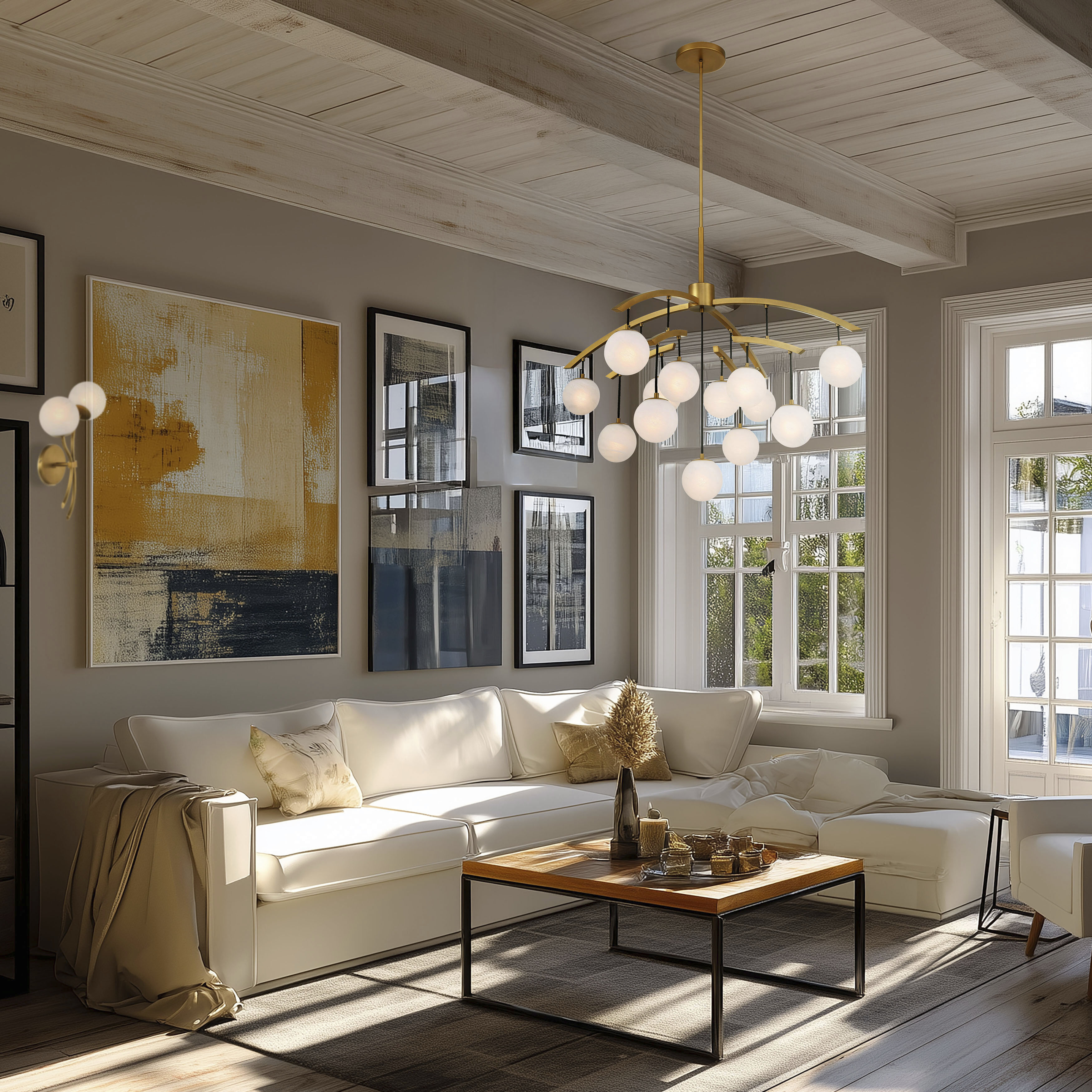 Curven 13 Light 42 inch Legacy Brass Chandelier Ceiling Light