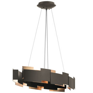 Moderne LED 16 inch Olde Bronze Chandelier Oval Pendant Ceiling Light in 2650K, Oval