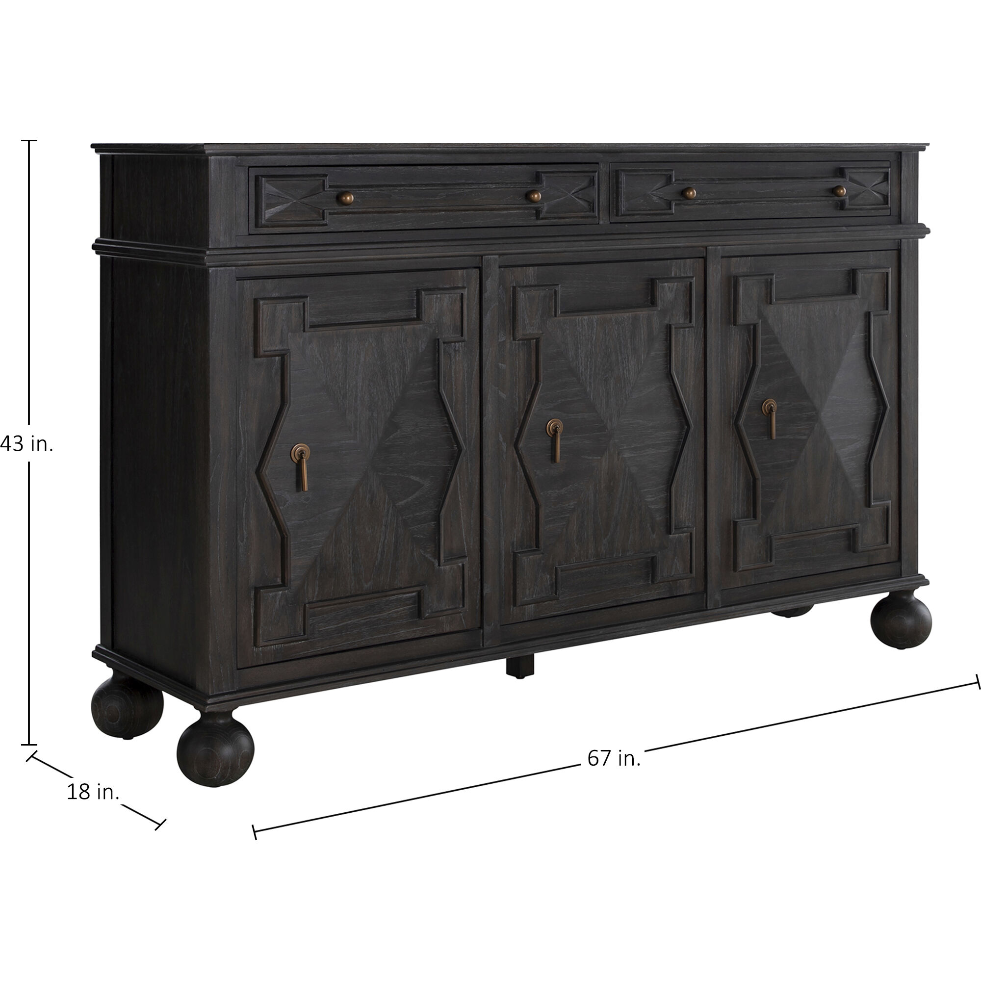 Ezekiel 67 X 18 inch Cerused Forest Black and Antique Bronze Sideboard