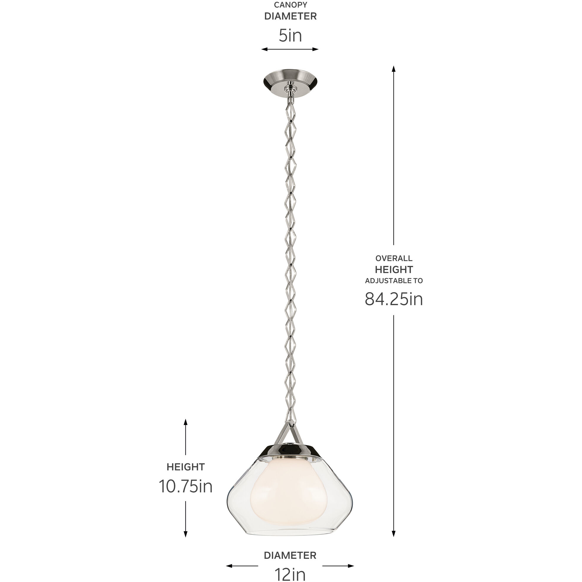 Nella 1 Light Polished Nickel Pendant Ceiling Light
