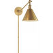 Chapman & Myers Boston3 17.5 inch 60 watt Hand-Rubbed Antique Brass Single Arm Library Light Wall Light