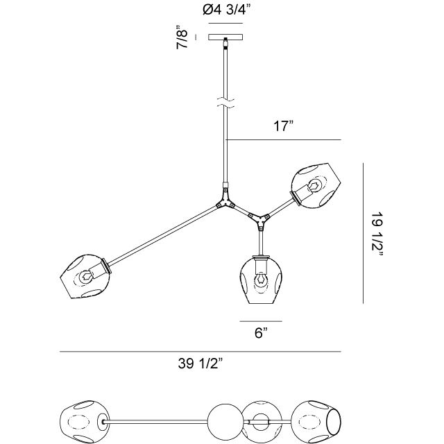 Cherry Blossoms 3 Light 6 inch Black Chandelier Ceiling Light