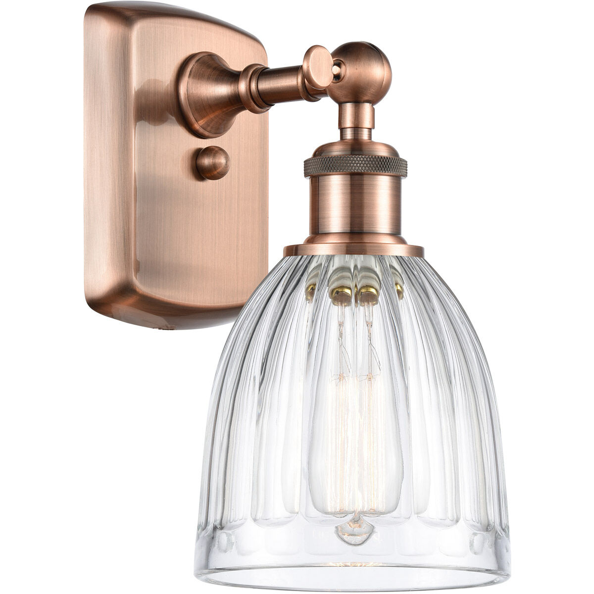 Ballston Brookfield 1 Light 6 inch Antique Copper Sconce Wall Light in Clear Glass, Ballston