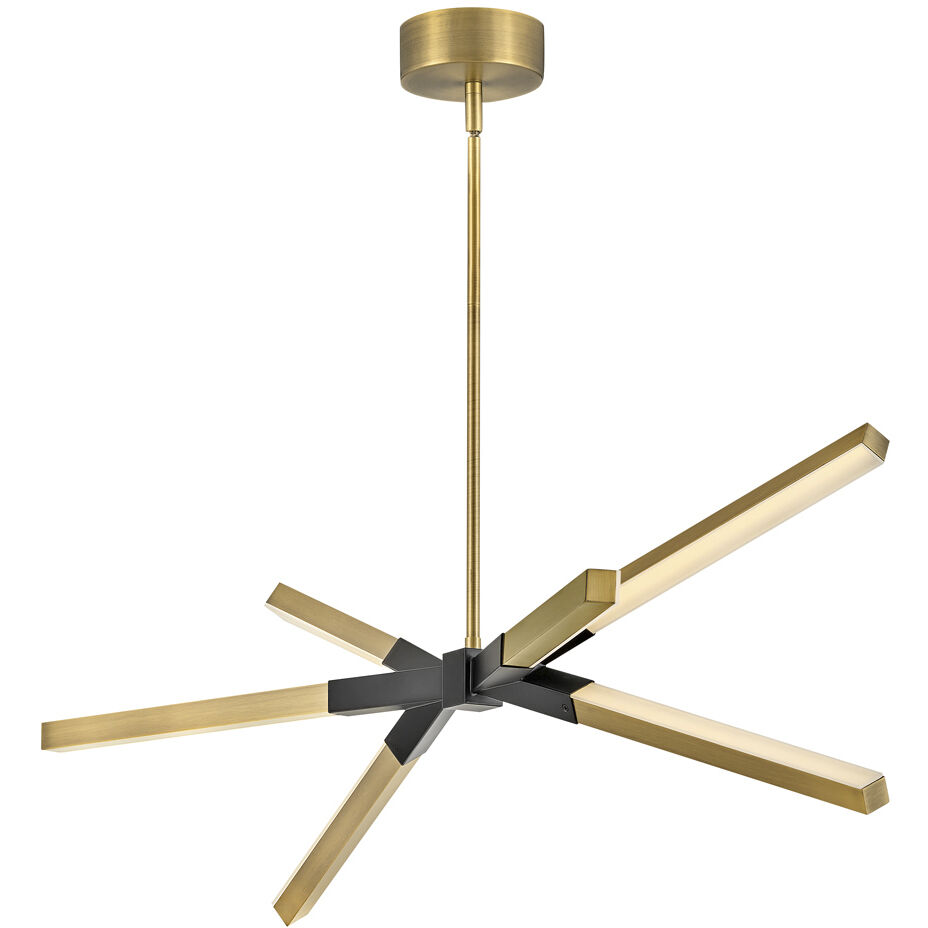 Rae LED 39 inch Lacquered Brass Chandelier Ceiling Light, Linear & Oval