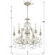 Regis 6 Light 26 inch Olde Silver Chandelier Ceiling Light in Clear Italian
