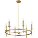 Contemporary 4 Light 30 inch Natural Brass Chandelier Ceiling Light