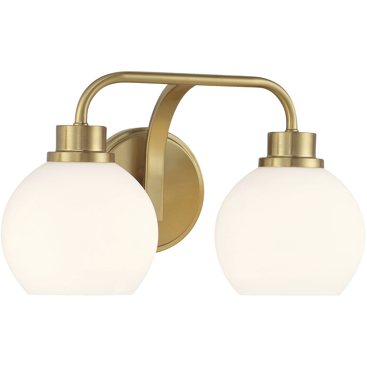 Contemporary 2 Light 16 inch Natural Brass Bathroom Vanity Light Wall Light