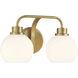 Contemporary 2 Light 16 inch Natural Brass Bathroom Vanity Light Wall Light