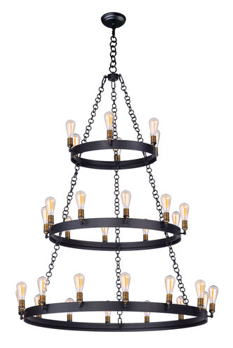 Noble 30 Light 50 inch Black/Natural Aged Brass Chandelier Ceiling Light in Medium Base Incandescent