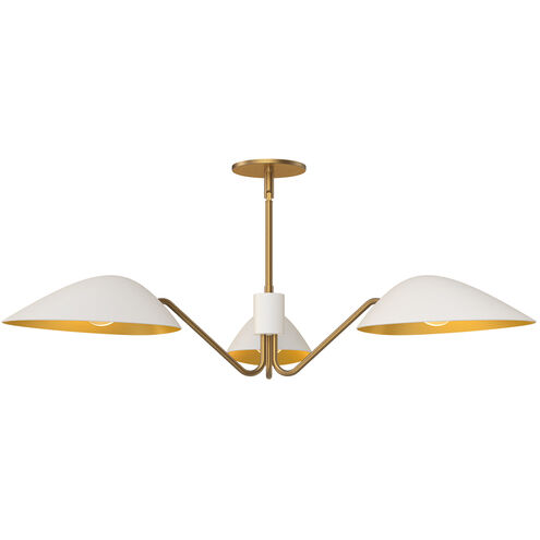 Alora Mood Oscar 3 Light 35.63 inch Aged Gold and White Pendant Ceiling Light