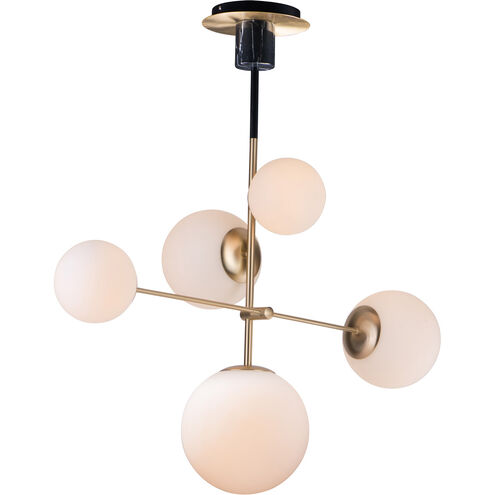 Vesper 5 Light 15 inch Satin Brass/Black Suspension Pendant Ceiling Light