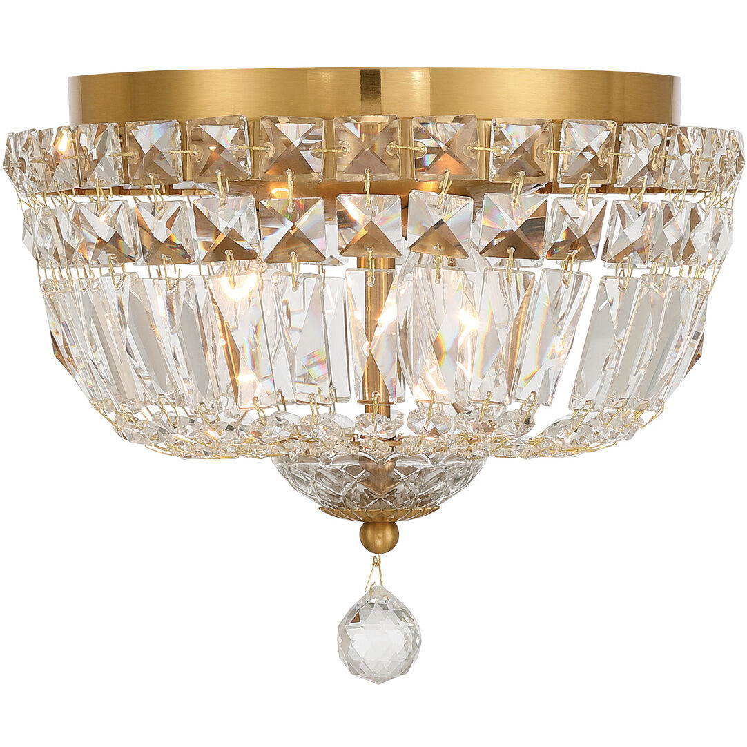 Roslyn 3 Light 10 inch Aged Brass Flush Ceiling Light