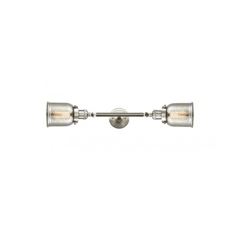 Franklin Restoration Small Bell 2 Light 5 inch Brushed Satin Nickel Bath Vanity Light Wall Light in Silver Plated Mercury Glass, Franklin Restoration