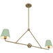Xavier 2 Light 42 inch Vibrant Gold Linear Chandelier Ceiling Light in Vibrant Gold and Green