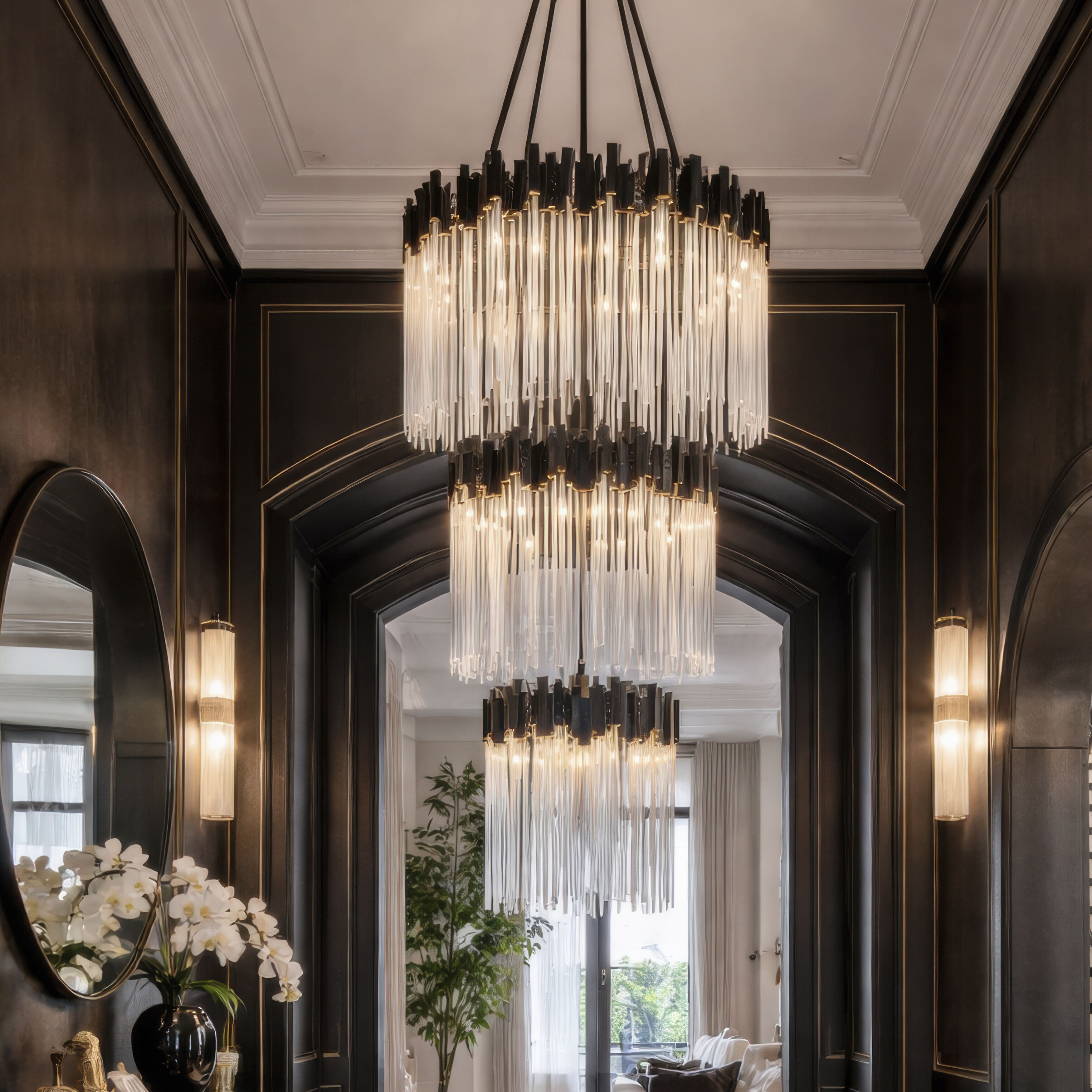 Matrix 18 Light 30 inch Matte Black and French Gold Chandelier Ceiling Light in Matte Black/French Gold