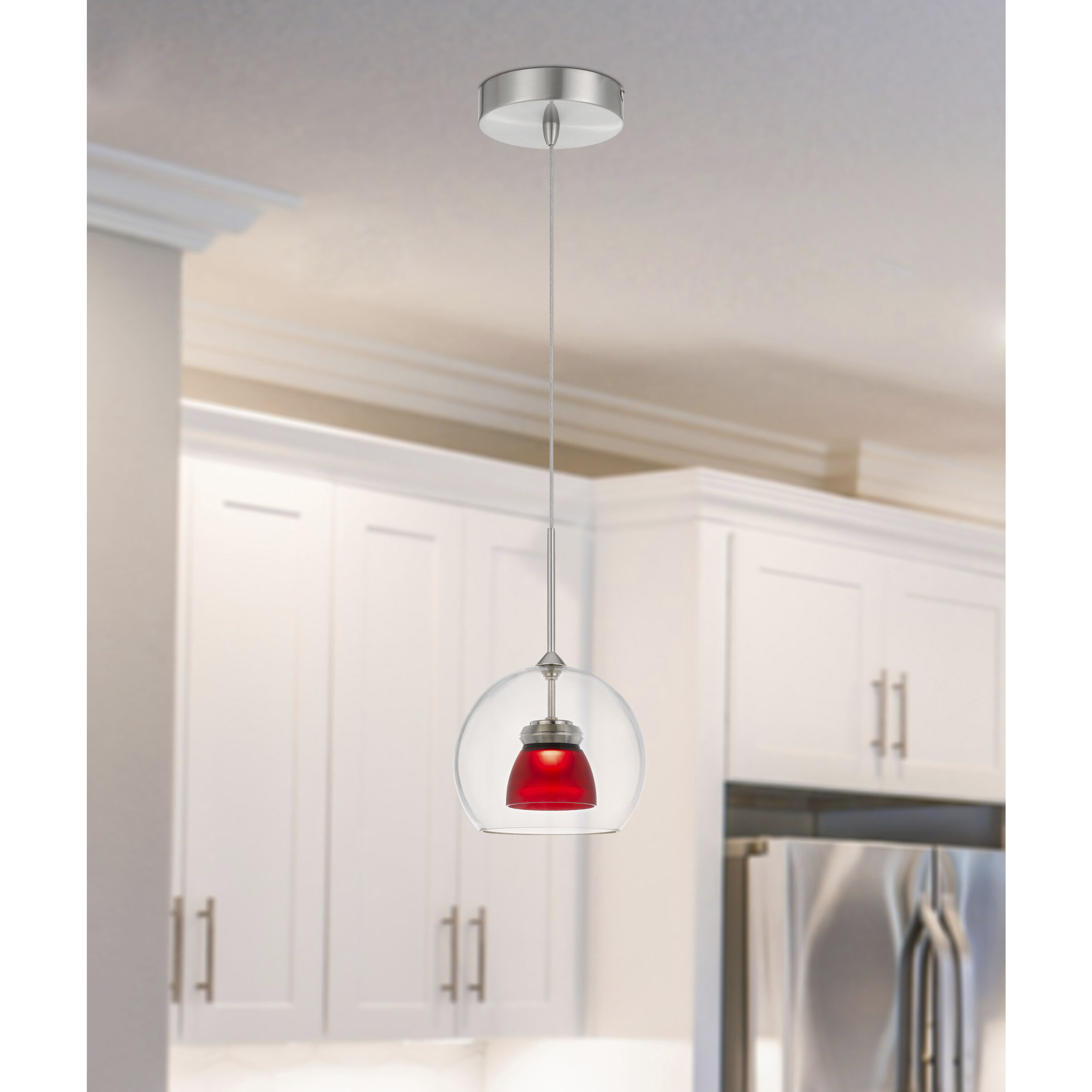 Double Glass LED 6 inch Frosted Red Mini Pendant Ceiling Light