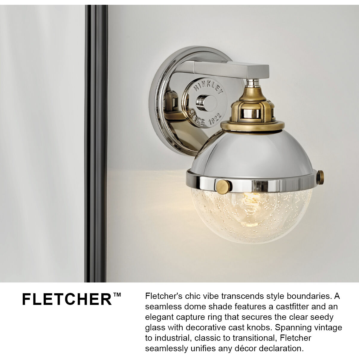 Fletcher 3 Light 25 inch Polished Nickel with Heritage Brass Vanity Light Wall Light