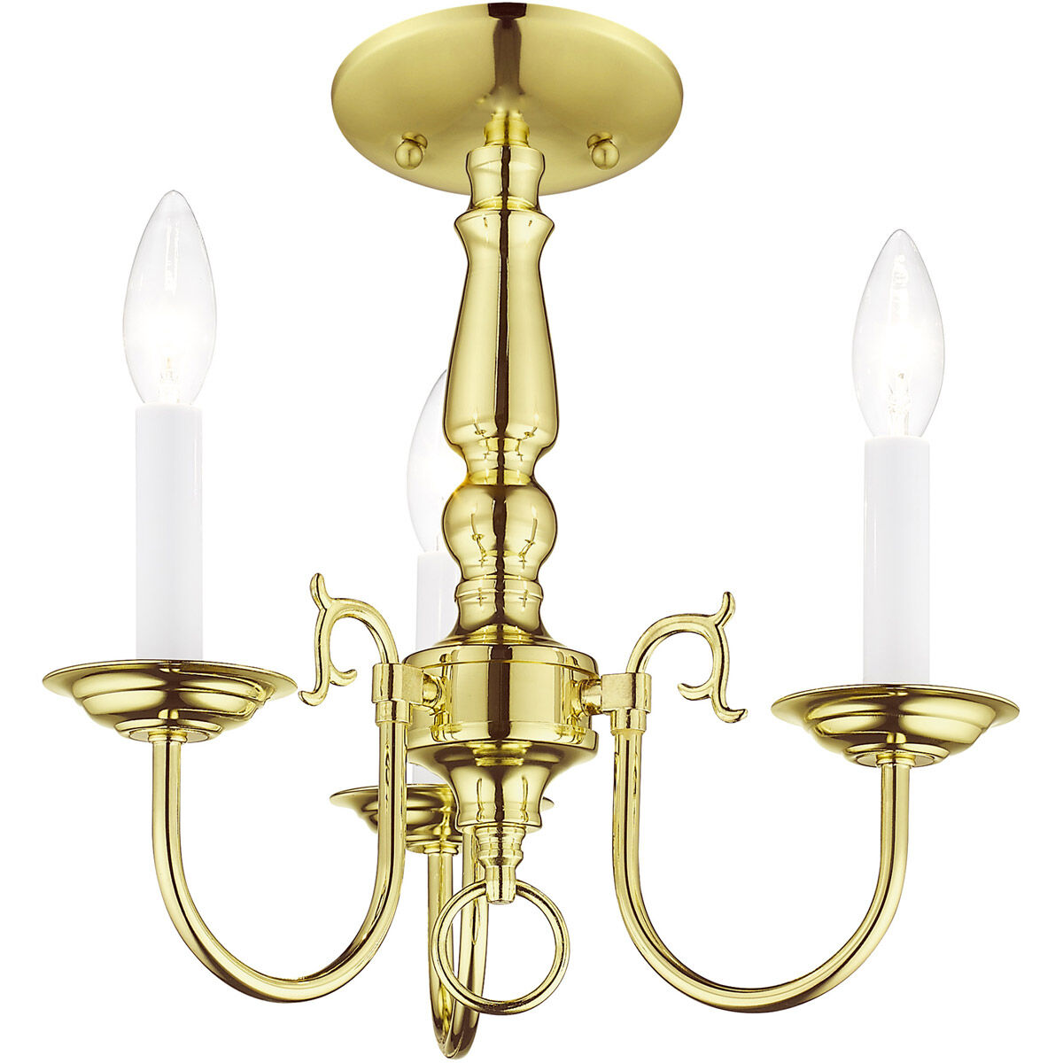Williamsburgh 3 Light 14 inch Polished Brass Mini Chandelier Ceiling Light