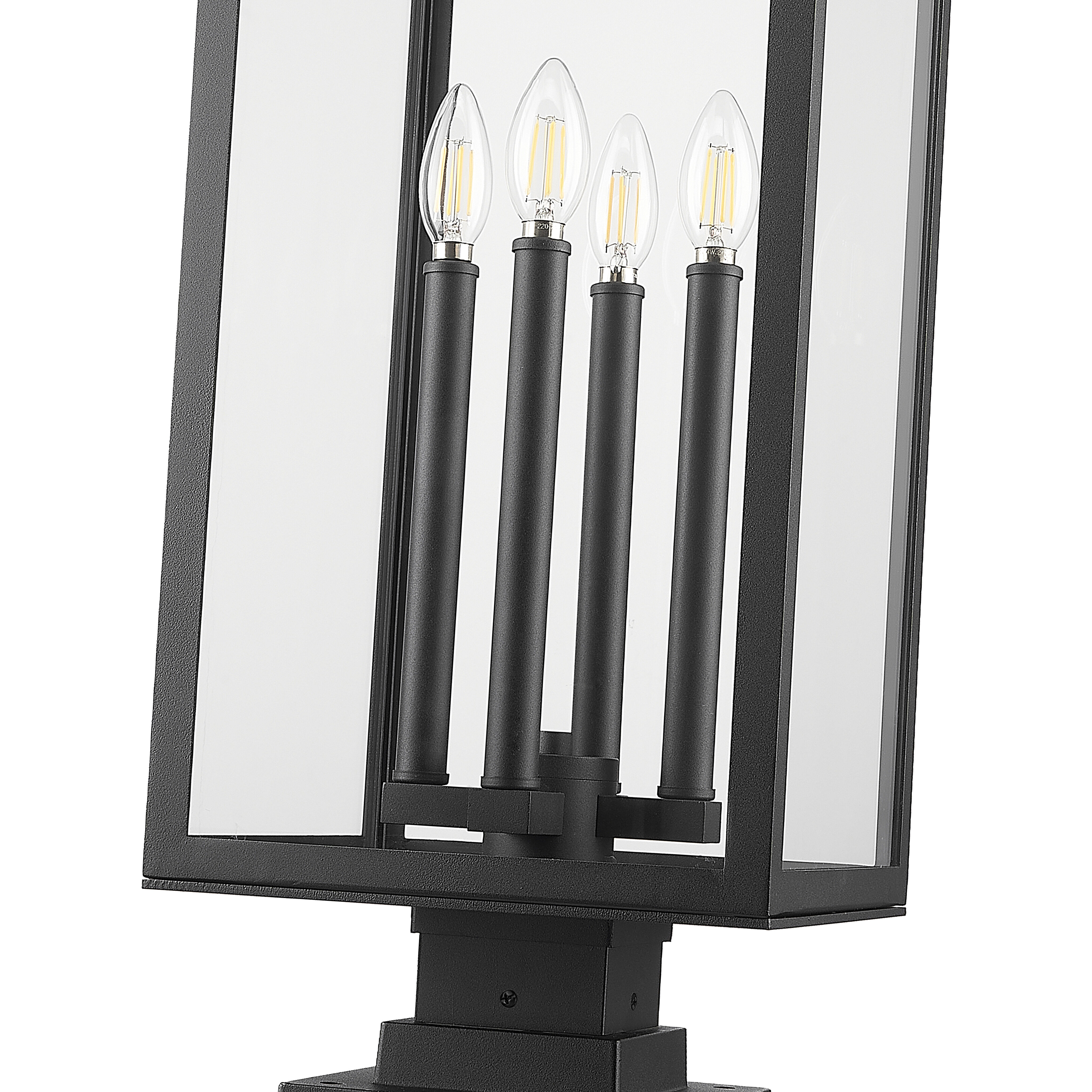 Nova 4 Light 29.25 inch Black Outdoor Pier Mounted Fixture in Clear Glass