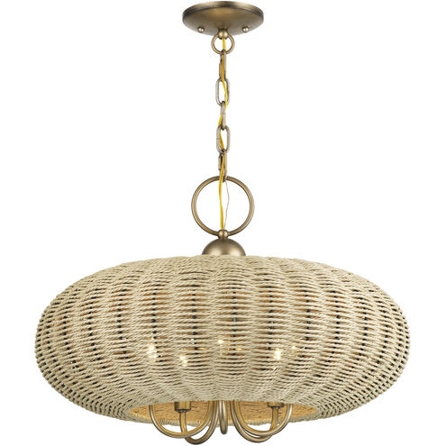 Summervine 5 Light 22 inch Antique Gold Leaf Pendant Chandelier Ceiling Light