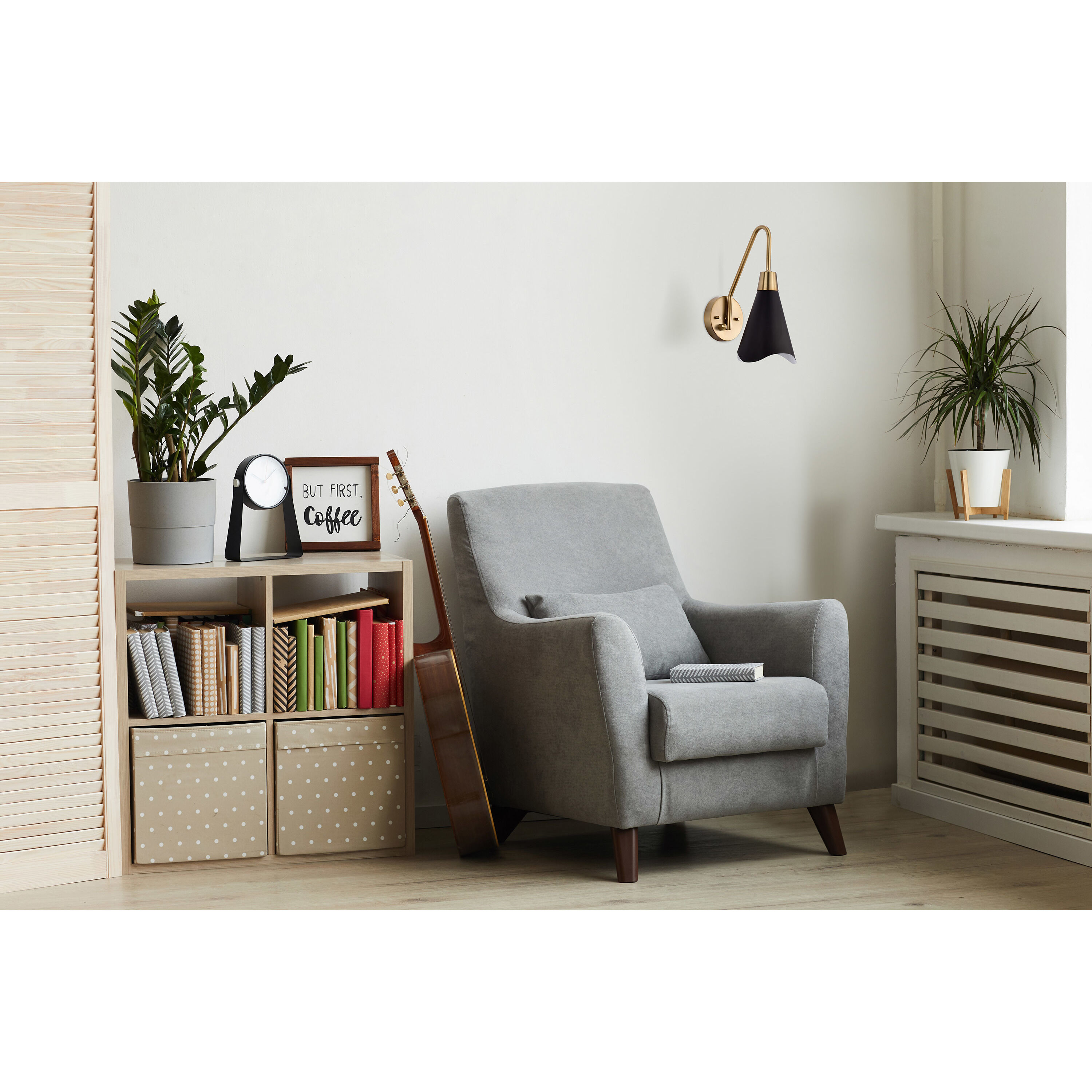 Tango 1 Light 6 inch Matte Black/Burnished Brass Bathroom Vanity Lights Wall Light