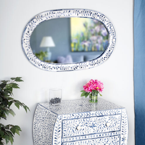 Trubadur and Bone Inlay Wall Mirrored in White and Blue