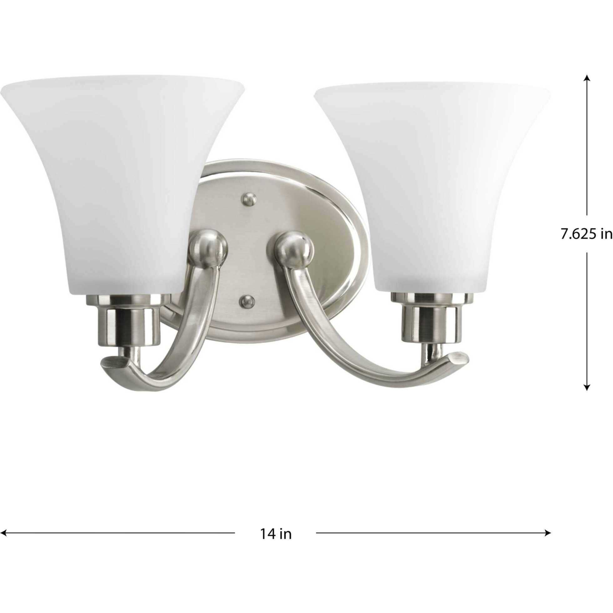 Joy 2 Light 14 inch Brushed Nickel Bath Vanity Wall Light