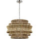 Chapman & Myers Antigua LED 30 inch Polished Nickel and Natural Abaca Drum Chandelier Ceiling Light, Medium
