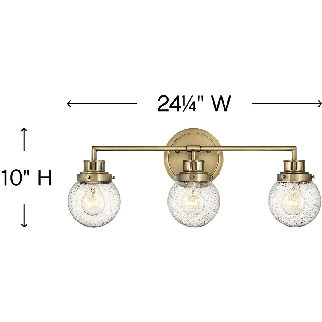 Poppy 3 Light 24.25 inch Heritage Brass Vanity Light Wall Light