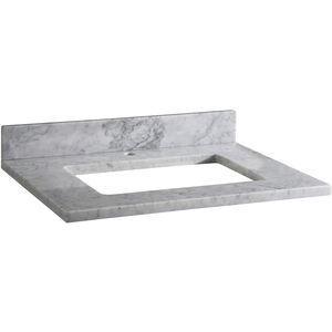 Stone Top 25 X 22 X 1 inch White with Gray Vanity Top, Single Faucet Hole