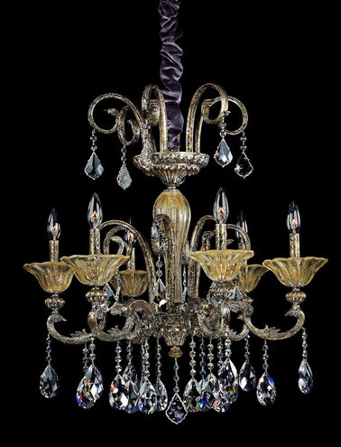 Legrenzi 6 Light 26 inch Antique Silver Leaf Chandelier Ceiling Light in Swarovski Elements Clear