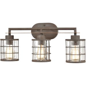 Gilbert 3 Light 24 inch Rusted Coffee with Light Wood Vanity Light Wall Light