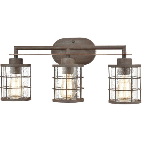 Gilbert 3 Light 24 inch Rusted Coffee with Light Wood Vanity Light Wall Light