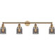 Franklin Restoration Small Bell LED 42 inch Brushed Brass Bath Vanity Light Wall Light in Plated Smoke Glass, Franklin Restoration