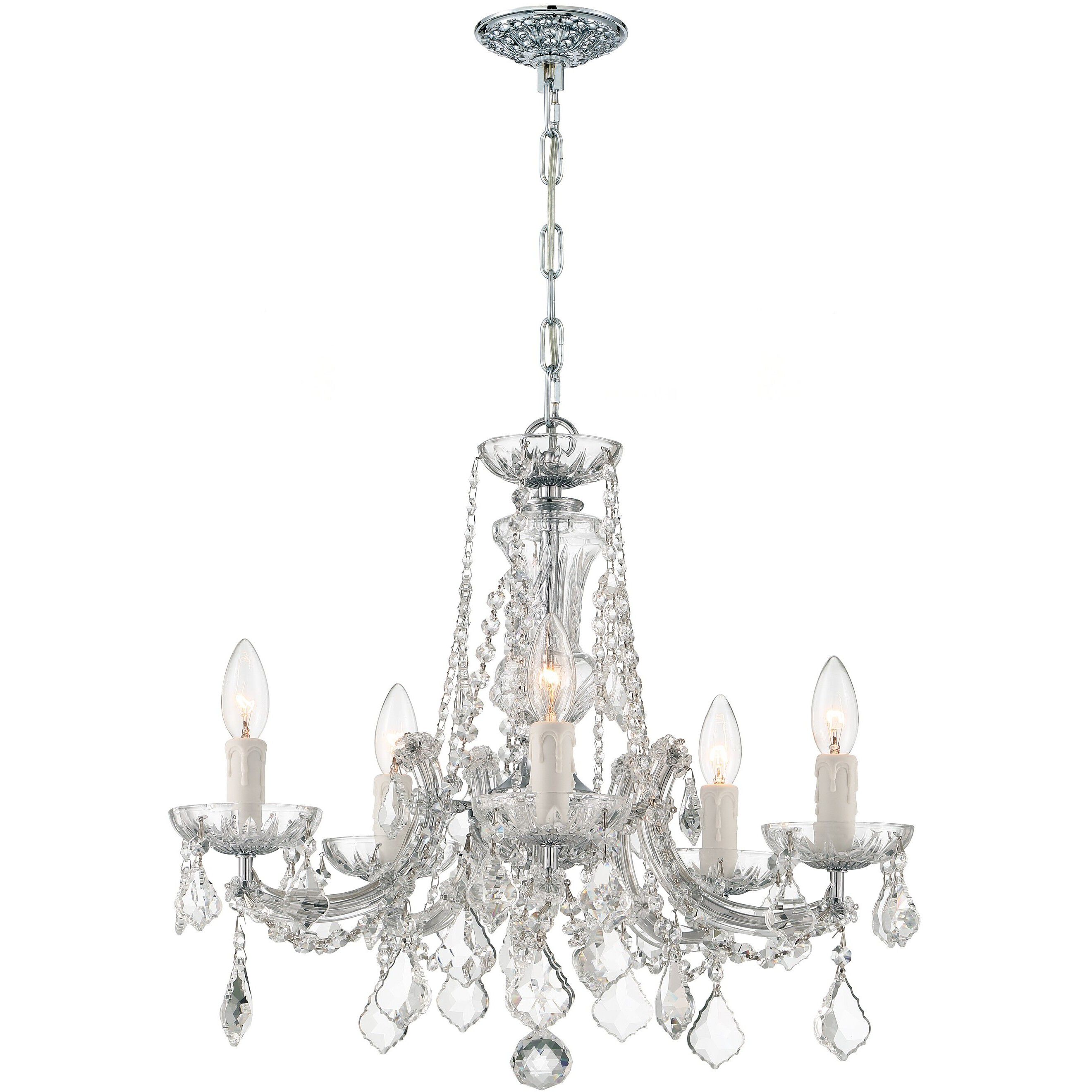 Maria Theresa 5 Light 20 inch Polished Chrome Chandelier Ceiling Light in Clear Spectra